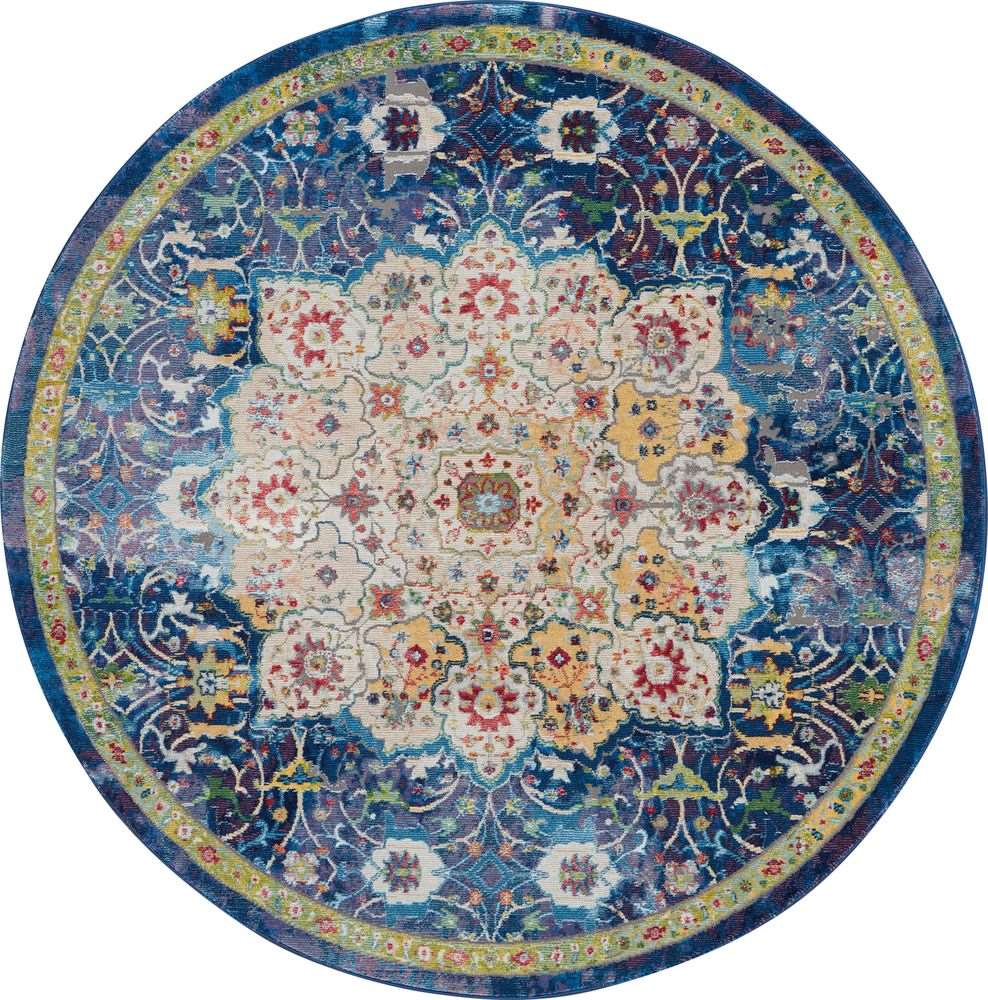 Nourison Ankara Global ANR03 Round Rug - Blue