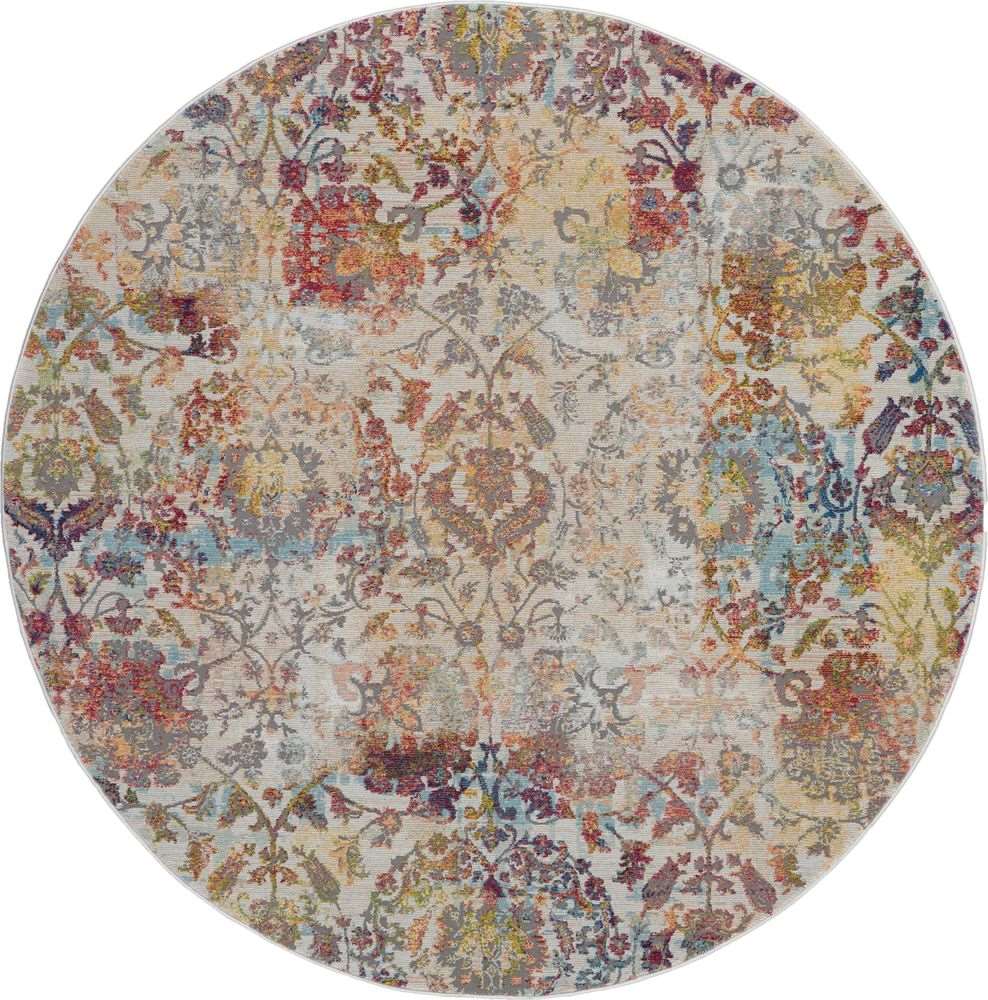 Nourison Ankara Global ANR06 Round Rug - Ivory &amp; Orange