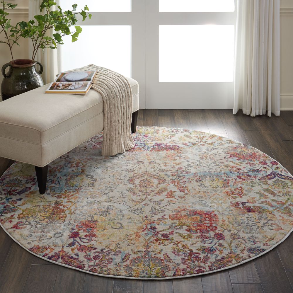 Nourison Ankara Global ANR06 Round Rug - Ivory &amp; Orange