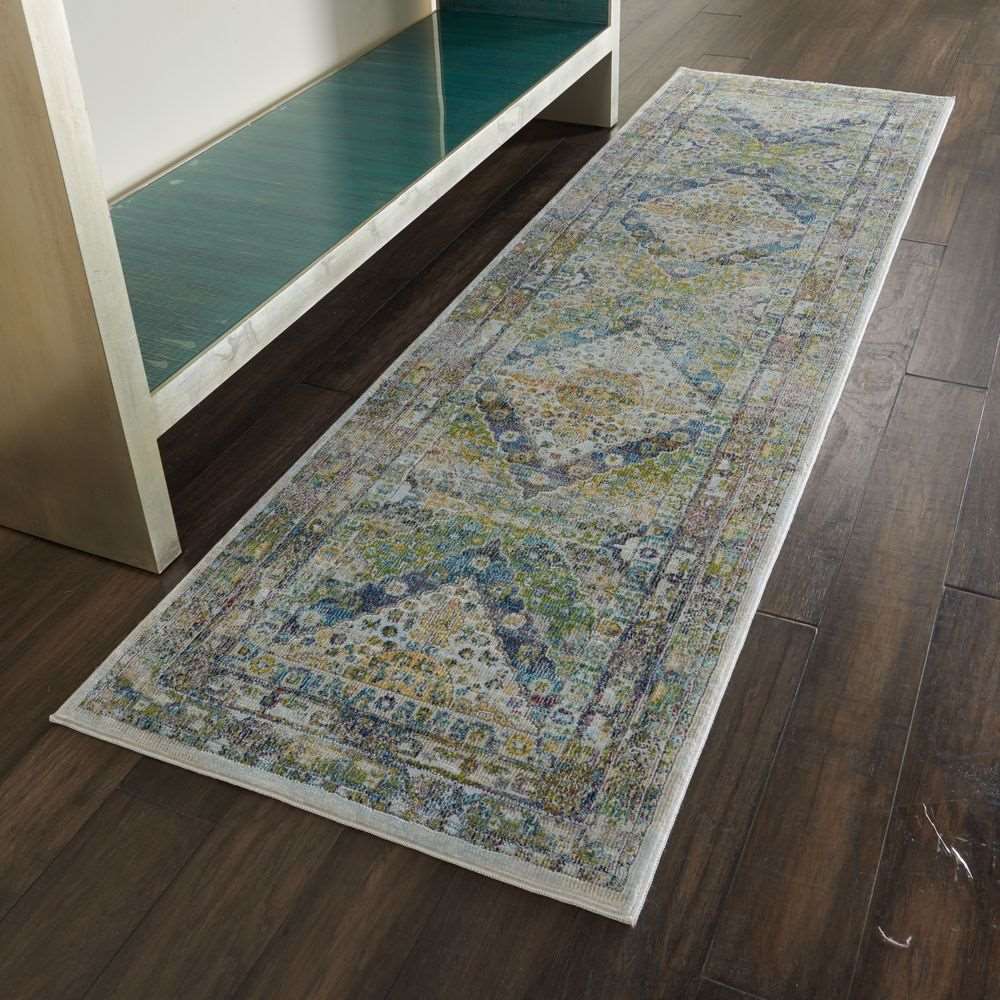 Nourison Ankara Global ANR07 Runner Rug - Blue &amp; Green