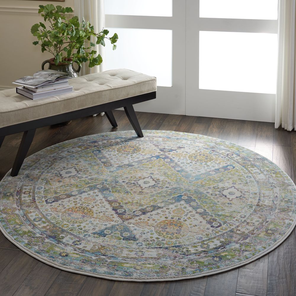 Nourison Ankara Global ANR07 Round Rug - Blue &amp; Green