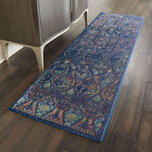 Nourison Ankara Global ANR08 Runner Rug - Navy &amp; Multicolour