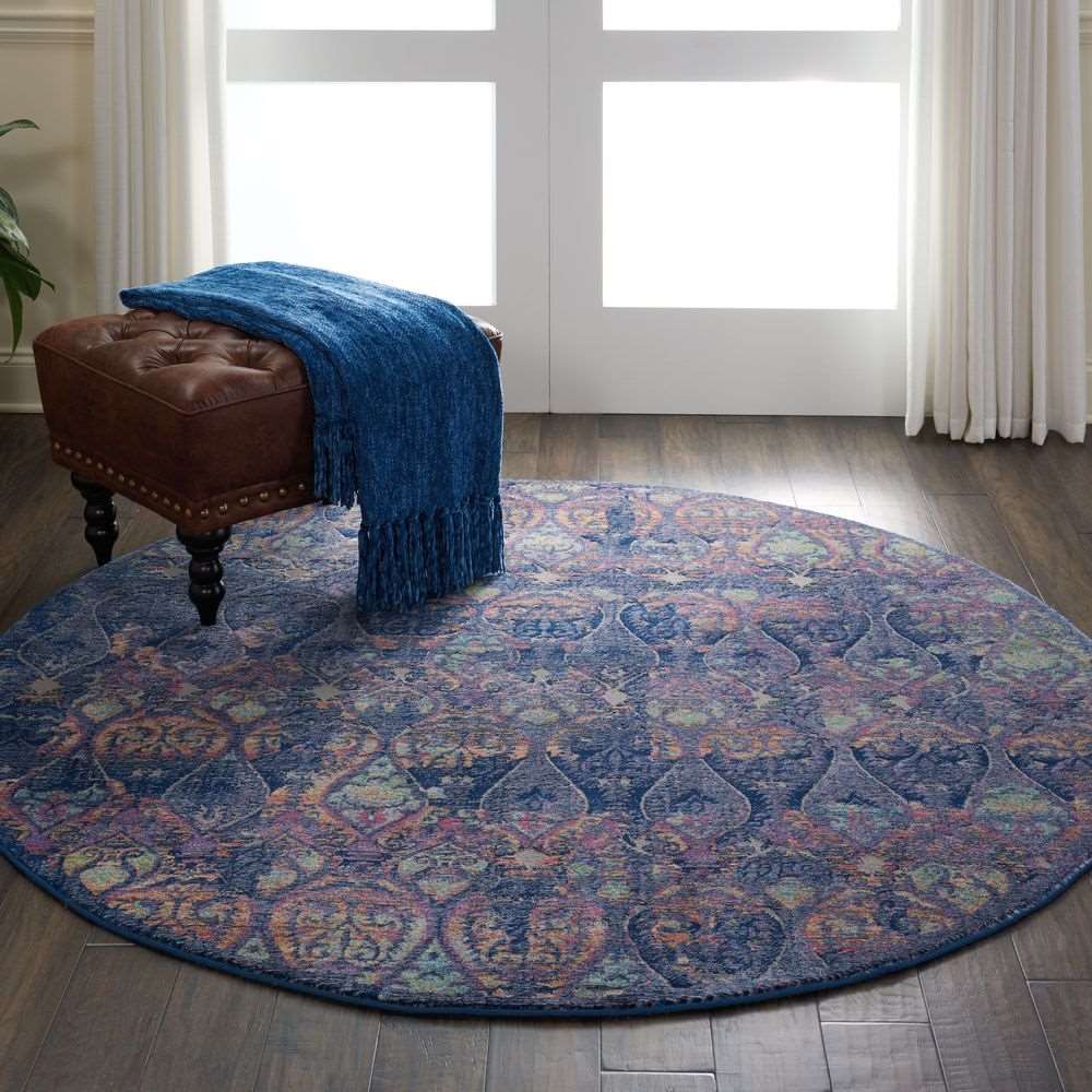 Nourison Ankara Global ANR08 Round Rug - Navy &amp; Multicolour