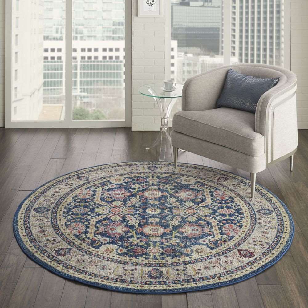 Nourison Ankara Global ANR13 Round Rug - Navy &amp; Multicolour