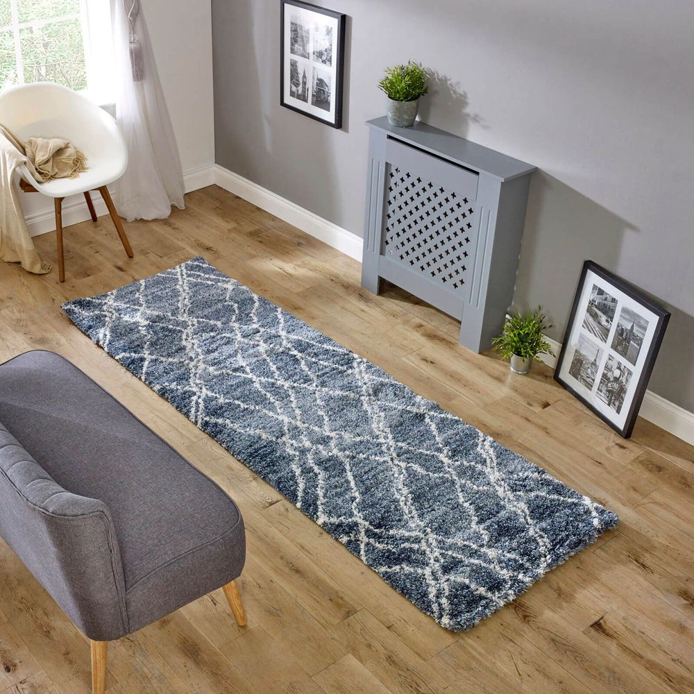 Asiatic London Cosy Textures Alto Runner Rug - AL01 Blue &amp; Cream