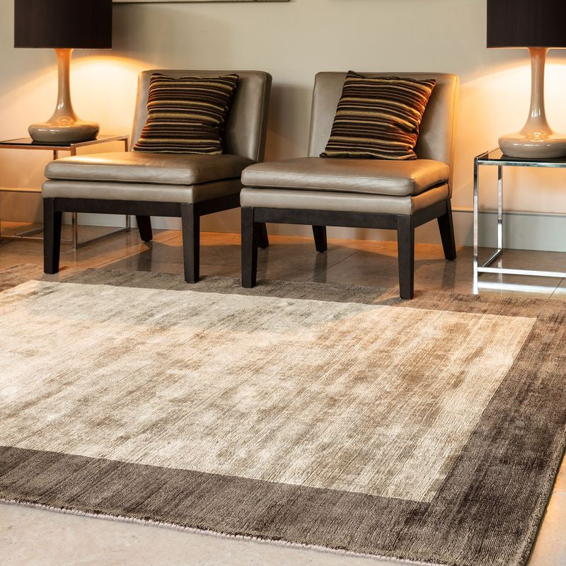 Asiatic London Contemporary Plain Blade Border Rug - Choco &amp; Mocha