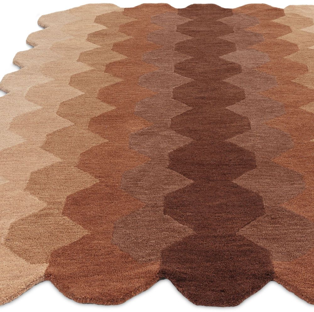 Contemporary Design Hive Runner Rug - Rust