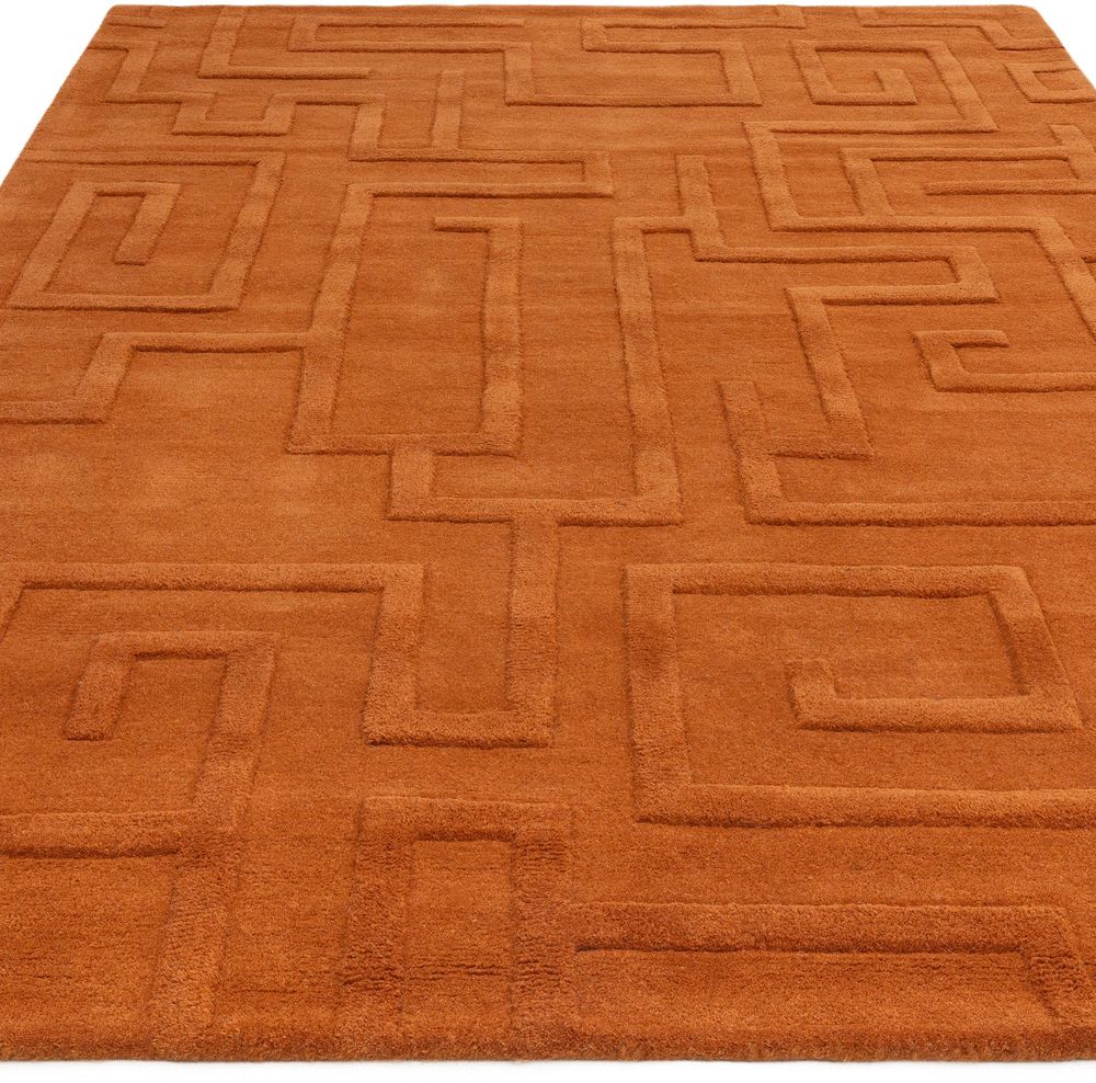 Asiatic London Contemporary Plain Maze Rug - Rust