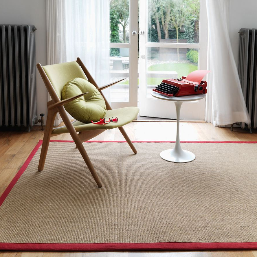 Asiatic London Natural Weaves Sisal Rug - Linen &amp; Red