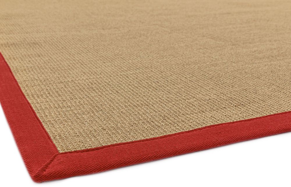 Asiatic London Natural Weaves Sisal Rug - Linen &amp; Red