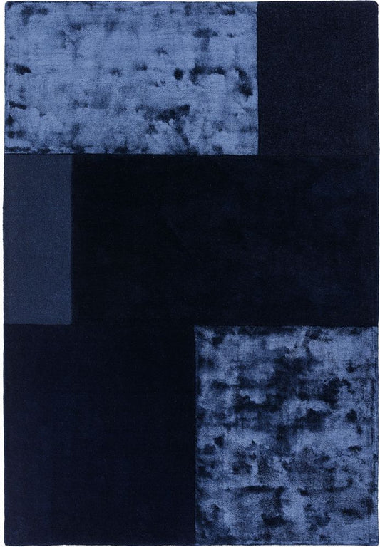 Asiatic London Contemporary Plain Tate Tonal Textures Rug - Navy