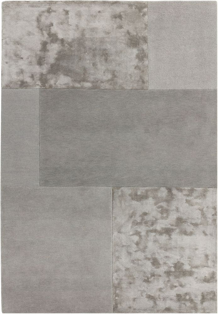 Asiatic London Contemporary Plain Tate Tonal Textures Rug - Silver