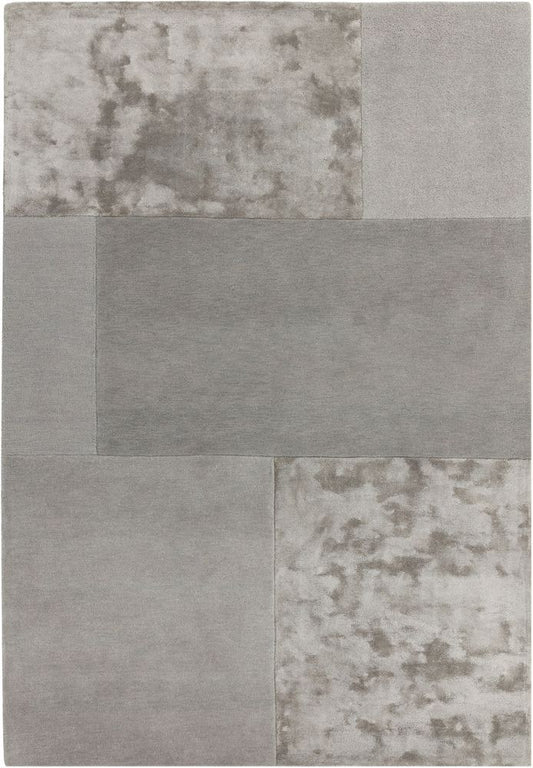 Asiatic London Contemporary Plain Tate Tonal Textures Rug - Silver