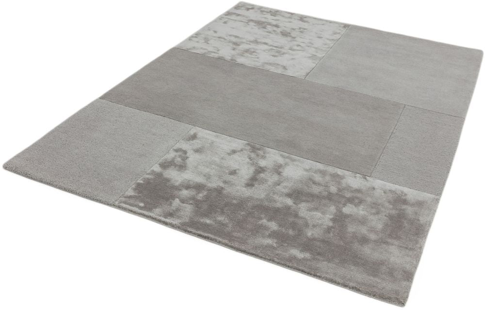 Asiatic London Contemporary Plain Tate Tonal Textures Rug - Silver