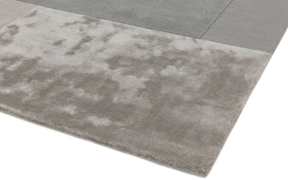 Asiatic London Contemporary Plain Tate Tonal Textures Rug - Silver