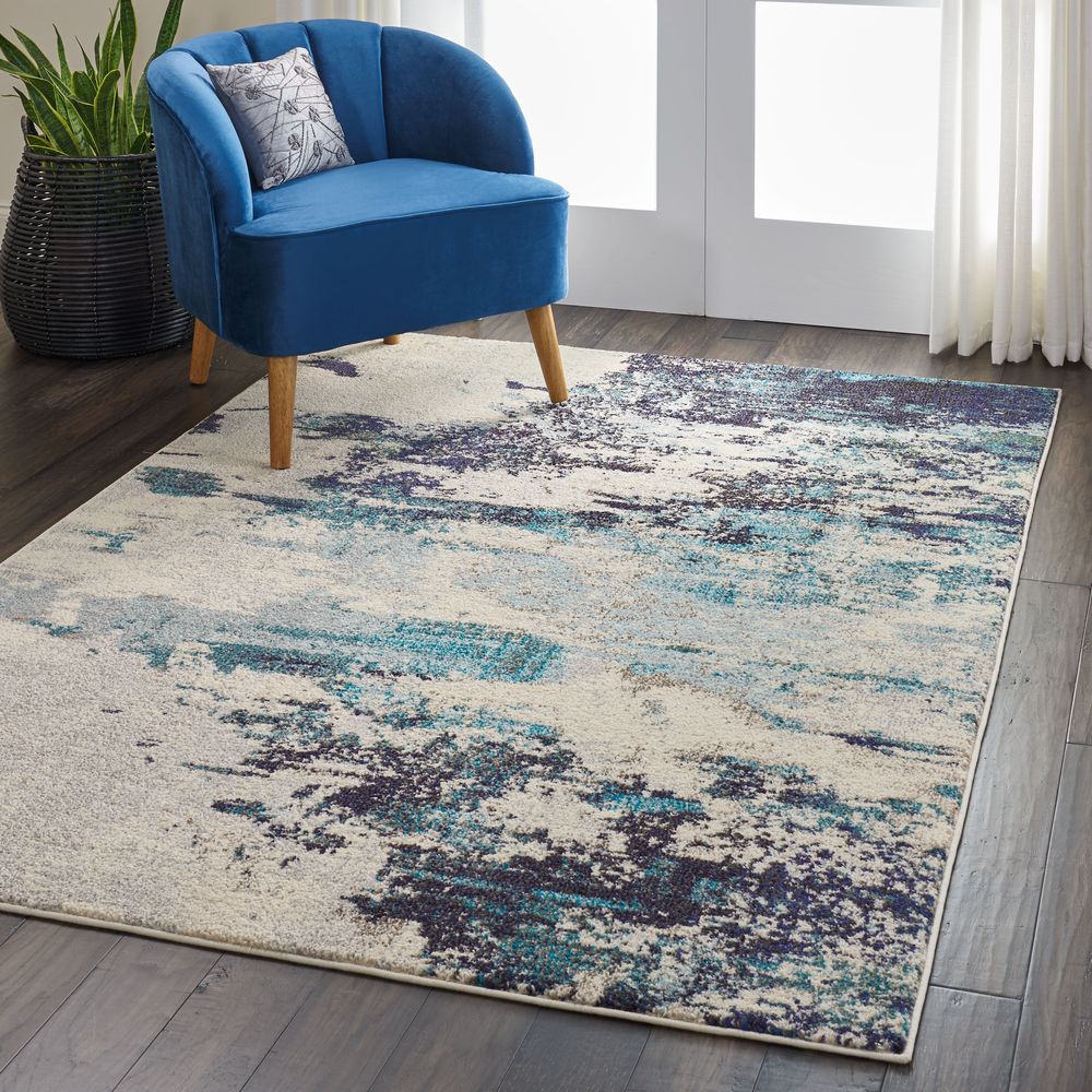 Nourison Celestial CES02 Rug - Ivory &amp; Teal Blue