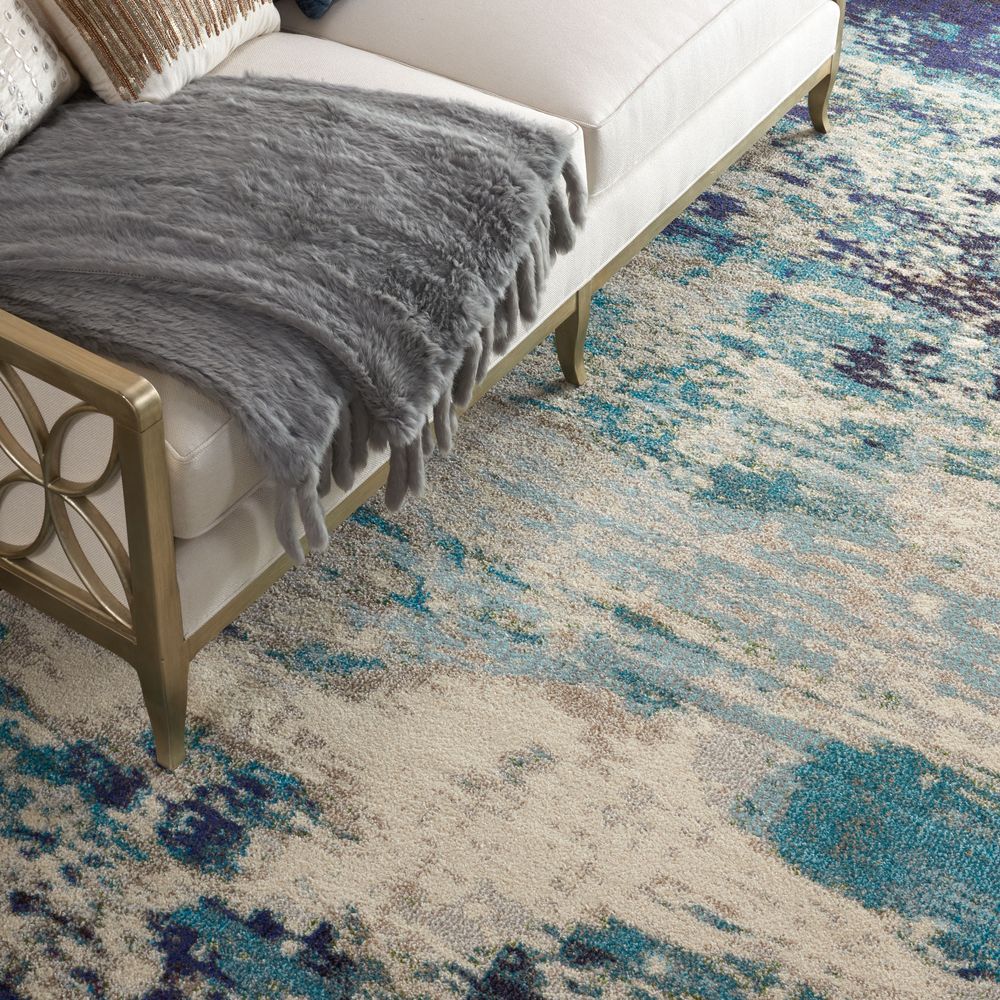 Nourison Celestial CES02 Rug - Ivory &amp; Teal Blue