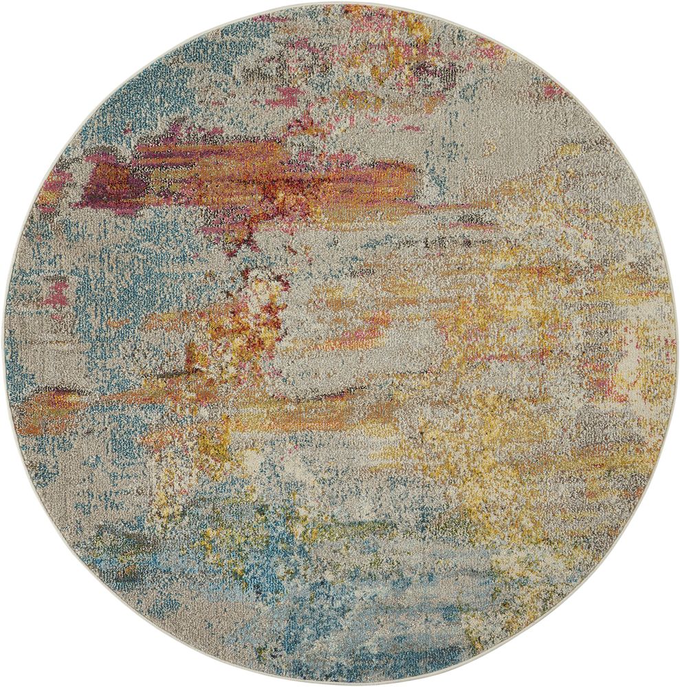 Nourison Celestial CES02 Round Rug - Sea Leaf