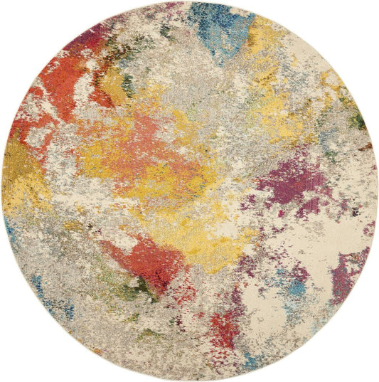 Nourison Celestial CES12 Round Rug - Ivory &amp; Multicolour