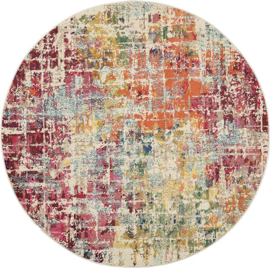 Nourison Celestial CES13 Round Rug - Pink &amp; Multicolour