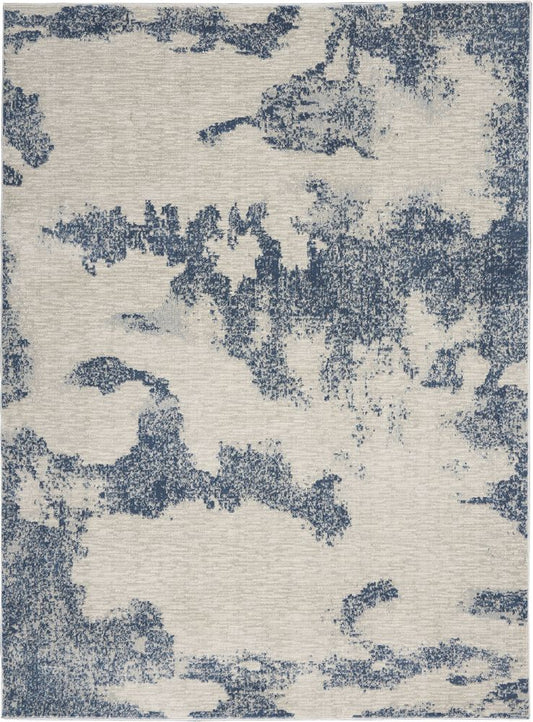 Nourison Etchings ETC03 Rug - Ivory &amp; Light Blue