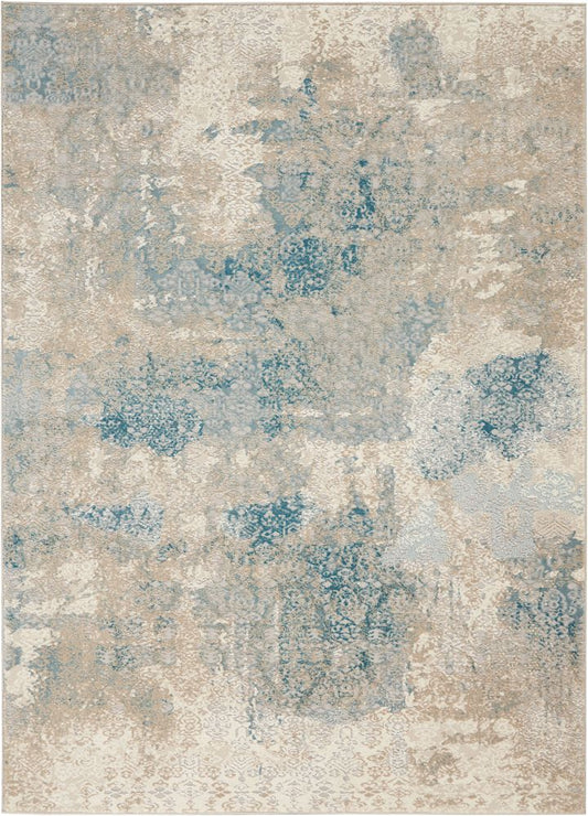 Nourison Karma KRM07 Rug - Ivory &amp; Light Blue