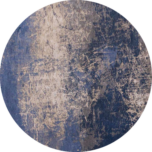 Louis De Poortere Mad Men Cracks Round Rug - 8629 Abyss Blue