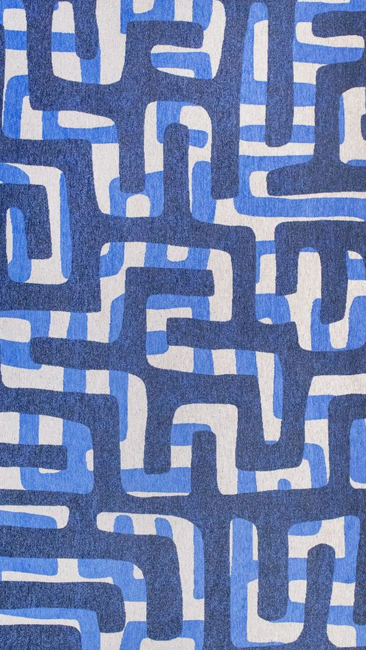 Louis De Poortere Craft Kuba Runner Rug - 9336 Ultramarine