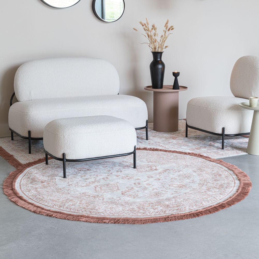 Naken Interiors Reza Round Rug - Pink Grey