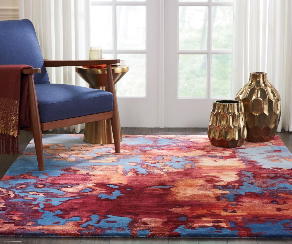 Nourison Prismatic PRS13 Rug - Blue &amp; Flame