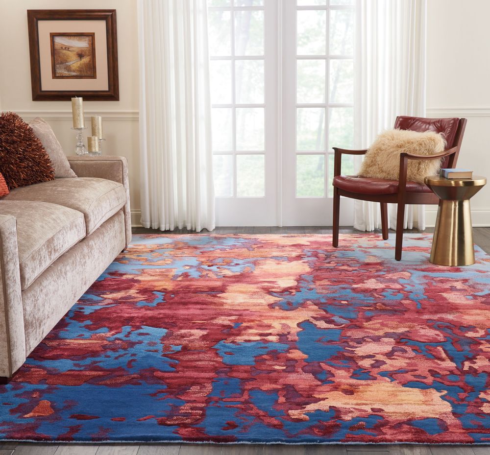 Nourison Prismatic PRS13 Rug - Blue &amp; Flame