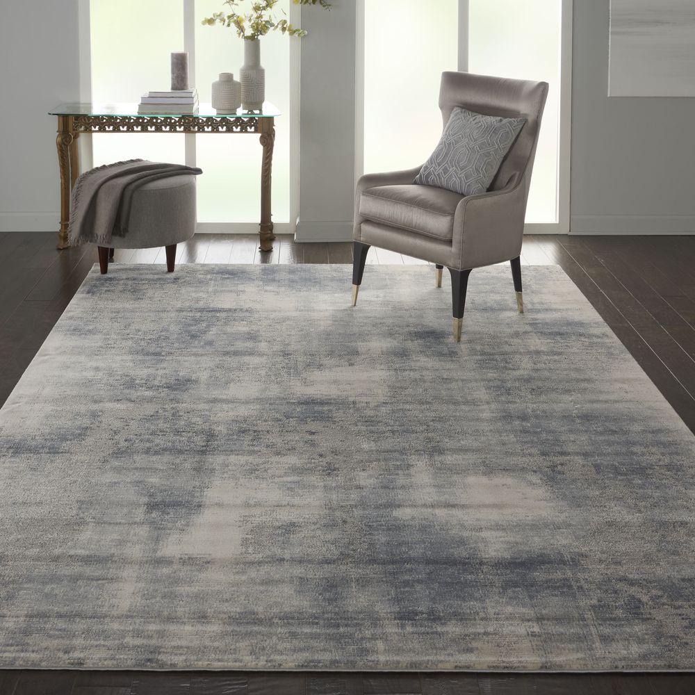 Nourison Rustic Textures RUS02 Rug - Blue &amp; Ivory