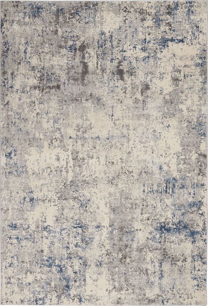 Nourison Rustic Textures RUS07 Rug - Ivory, Grey &amp; Blue