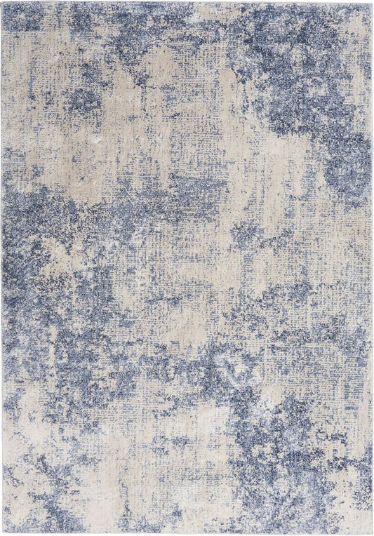 Nourison Silky Textures SLY01 Rug - Ivory &amp; Blue