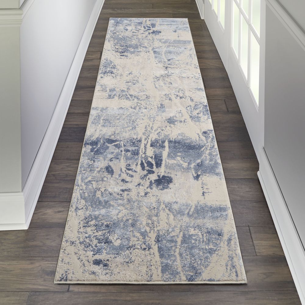 Nourison Silky Textures SLY02 Rug - Blue &amp; Cream