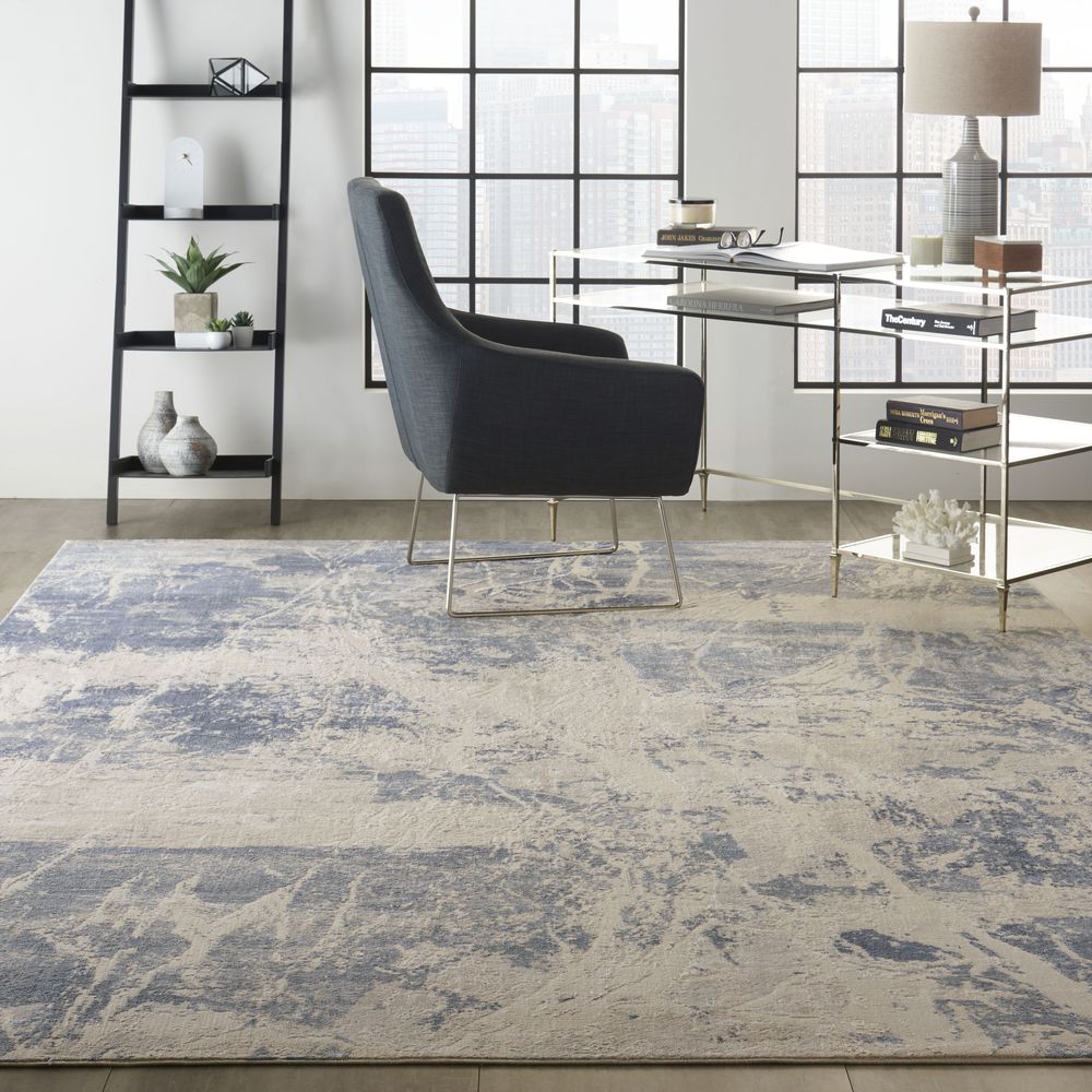 Nourison Silky Textures SLY02 Rug - Blue &amp; Cream