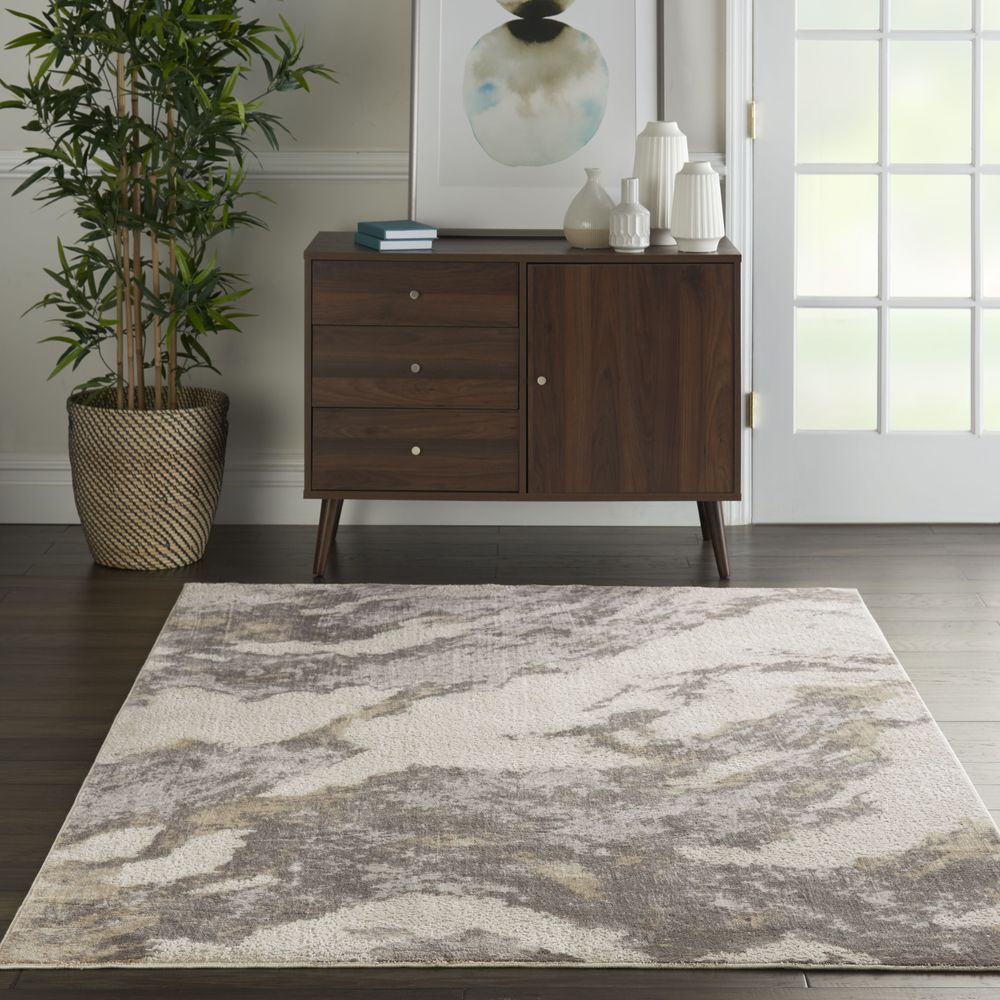 Nourison Silky Textures SLY03 Rug - Brown &amp; Ivory