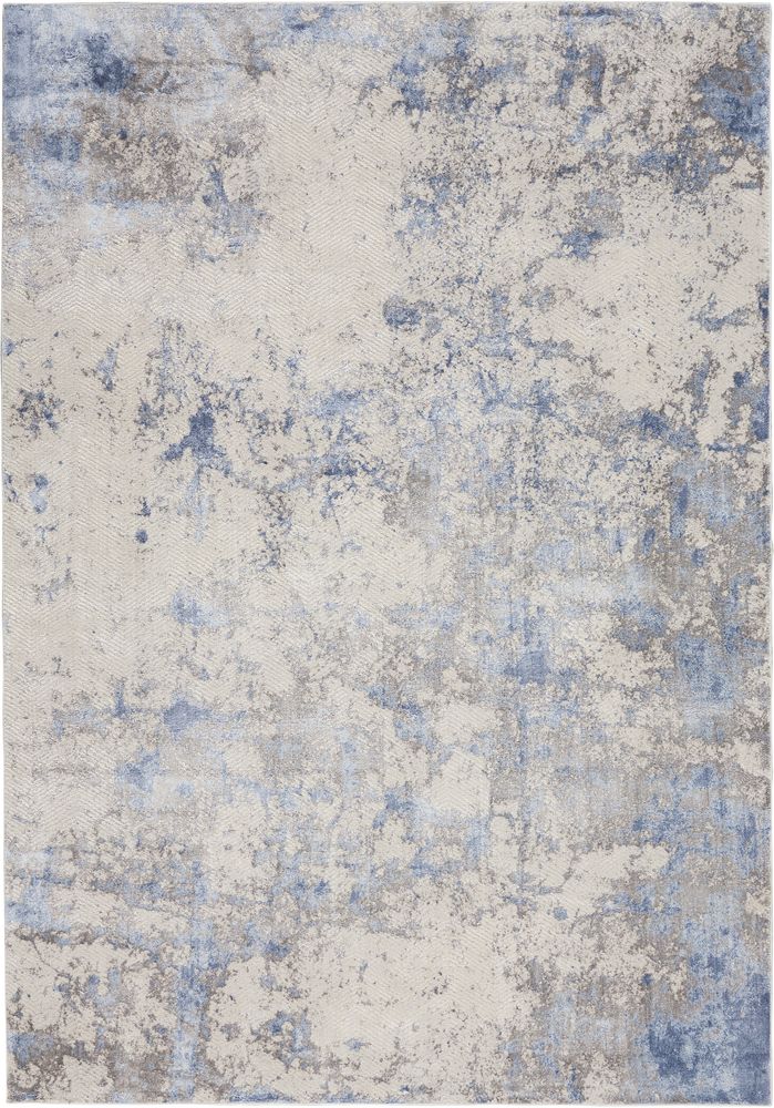 Nourison Silky Textures SLY04 Rug - Blue, Ivory &amp; Grey