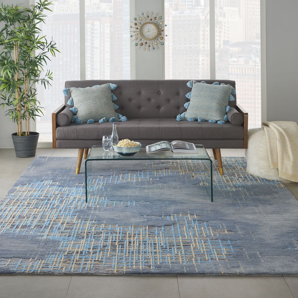 Nourison Symmetry SMM08 Rug - Blue &amp; Beige