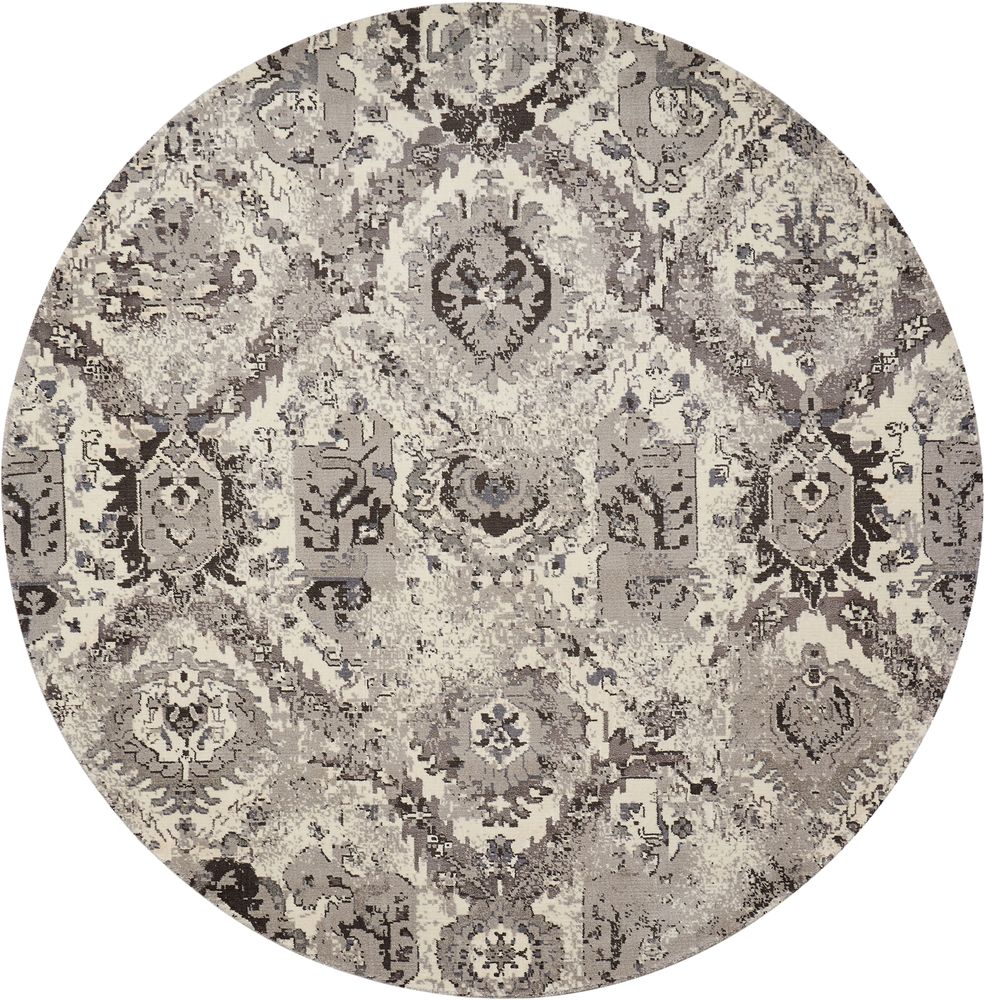 Nourison Twilight TWI03 Round Rug - Ivory &amp; Grey