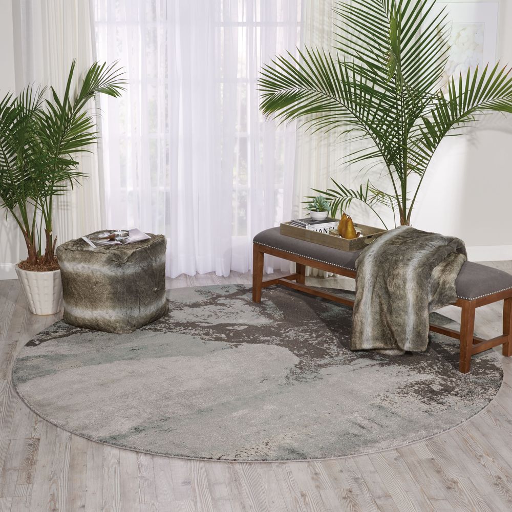 Nourison Twilight TWI07 Round Rug - Sea Mist