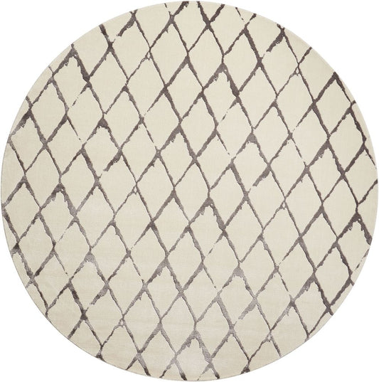 Nourison Twilight TWI15 Round Rug - Ivory &amp; Grey