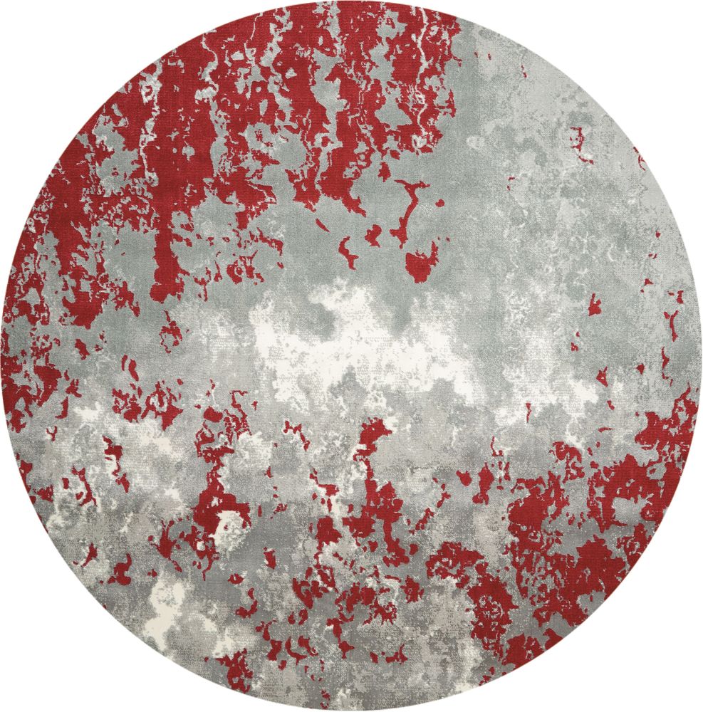 Nourison Twilight TWI21 Round Rug - Grey &amp; Red