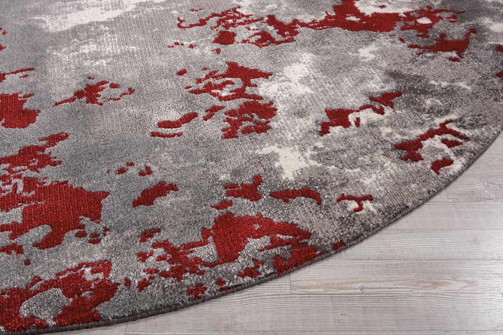 Nourison Twilight TWI21 Round Rug - Grey &amp; Red