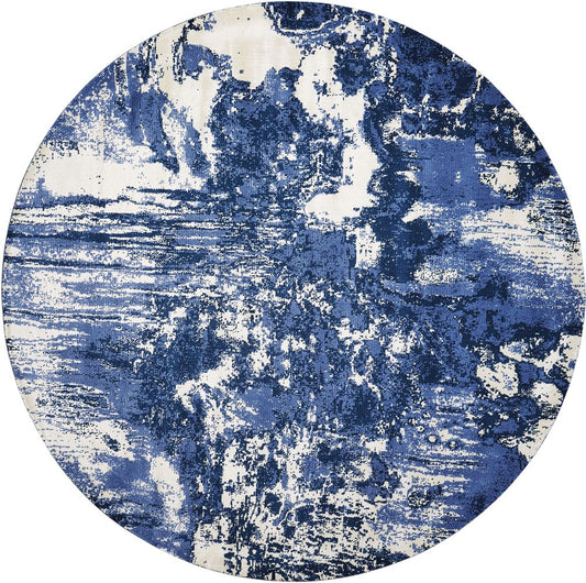 Nourison Twilight TWI24 Round Rug - Blue &amp; Ivory