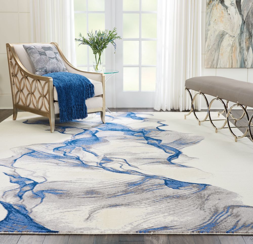 Nourison Twilight TWI27 Rug - Ivory &amp; Blue