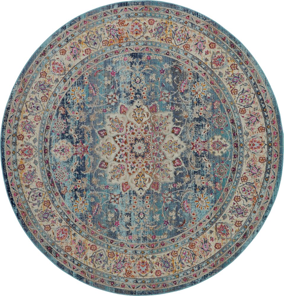 Nourison Vintage Kashan VKA01 Round Rug - Blue