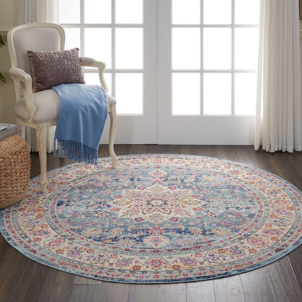 Nourison Vintage Kashan VKA01 Round Rug - Blue